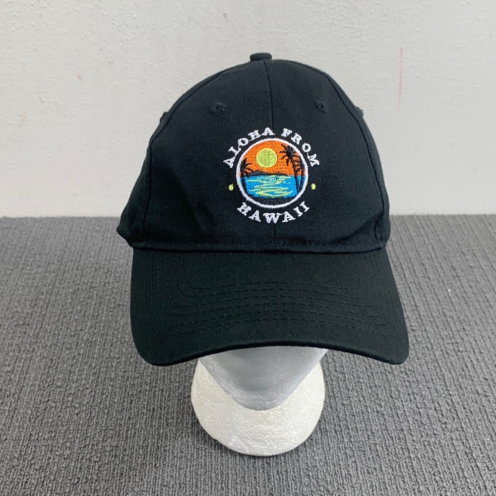 Aloha from Hawaii Baseball Hat Unisex OSFA Black Adjustable Strapback Surfware